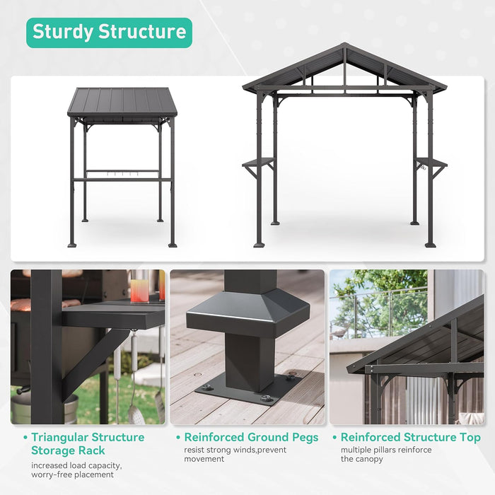 8x5ft AllWeather Outdoor Gazebo With Integrated Bar