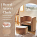 Upholstered Velvet Barrel Accent Chair with Storage Ottoman, Morden Living Room Chair with Lounge Seat for Bedroom/Reading Spaces, Khaki