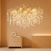 31.5" Tree Branch Chandelier 10-Light Gold Crystal Chandelier