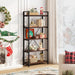 5 Tier Industrial Bookshelf Dark Walnut WoodFinish