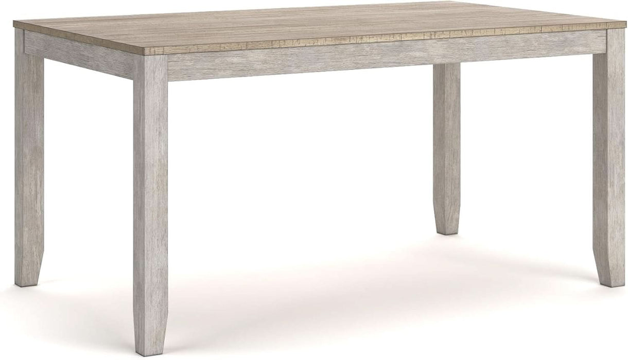 Skempton Cottage Dining 7 Piece Set – Rectangular Table & 6 Upholstered Chairs | Coastal Chic Meets Farmhouse, Whitewash