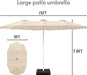 15Ft Large Rectangular Outdoor Umbrella with Base,Champagne