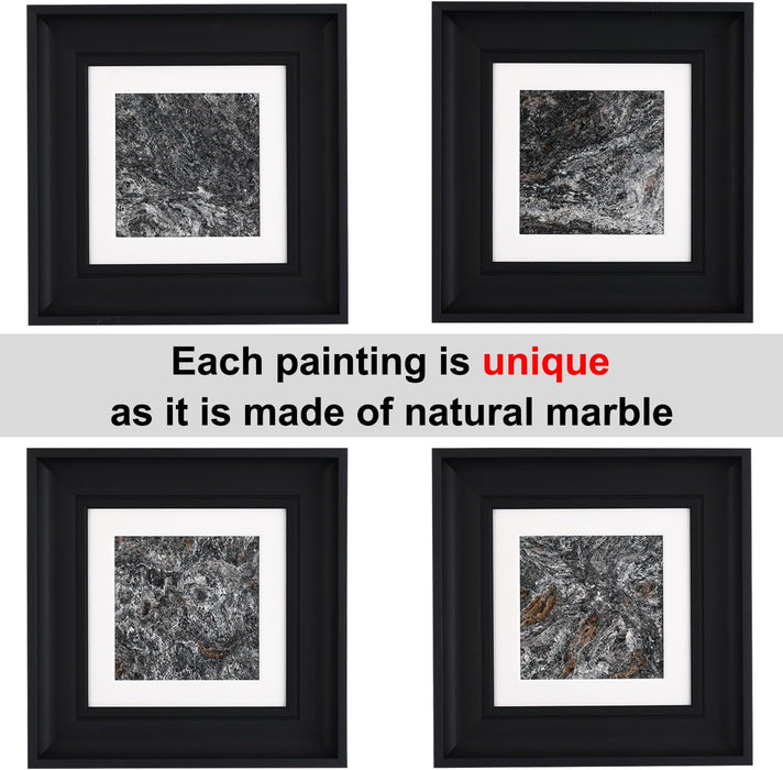 Natural Marble Decorative Wall Art Home Decor for Living Room Abstract Stone Painting Bedroom Aesthetic Office Farmhouse Fall Heavy Texture Picture Framed 14X14 Inch Platinum Diamond