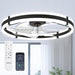 24'' Ceiling Fans with Lights and Remote, Low Profile Flush Mount Ceiling Fan with Light, 3000-6000K Dimmable LED Fandelier, Modern Small Black Ceiling Fan for Bedroom, Kitchen, Living Room