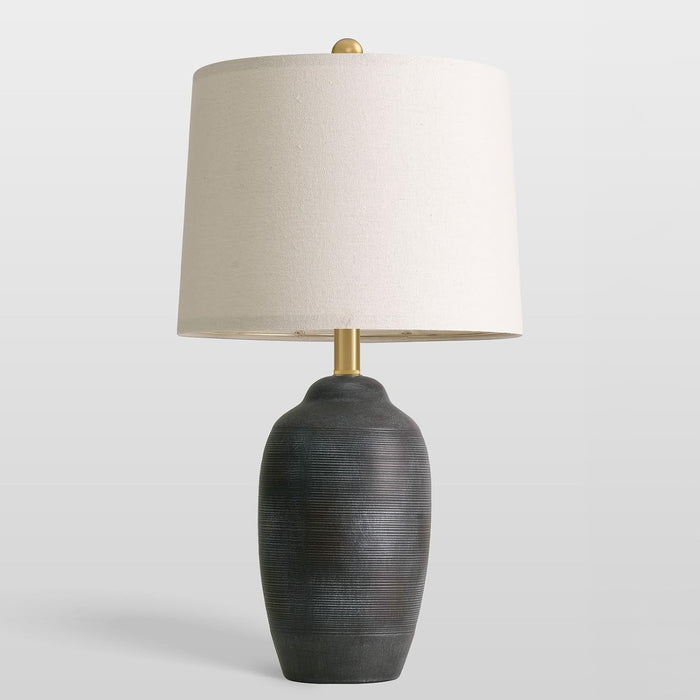 24.5" Vintage Ceramic Table Lamp for Living Room Black Single