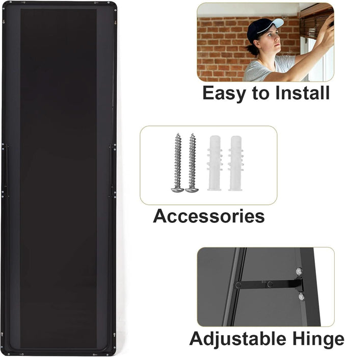 56"X21" Full Length Mirror, Black Rounded Corner Aluminum Frame Floor Standing Mirror Hanging/Leaning Wall for Living Room Bedroom Cloakroom