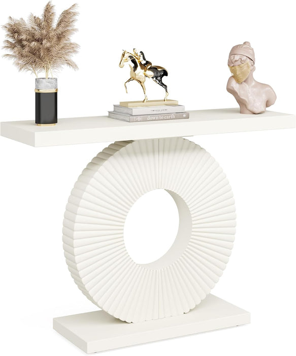 Modern Console Table with Geometric Base, 40 Inch Wood Entryway Table Sofa Table Narrow Long, Contemporary Accent Table for Living Room, Entryway, Hallway