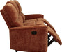 Home Furnishings - Navarro - Wood and Metal - Reclining Sofa with Channel-Tufted Backrest, Foam Padding, Attached Cushions and Manual Recline - Living Room - Burnt Orange - 609574