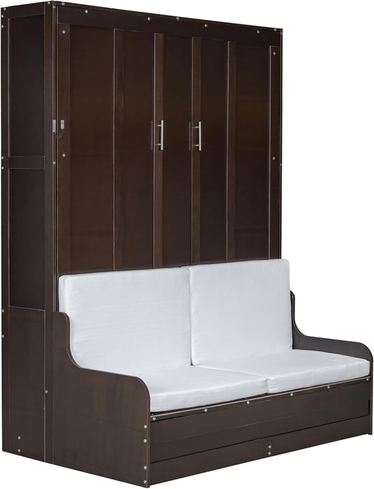 Queen Size MurphyBed WithSofa EspressoFinish SolidWood