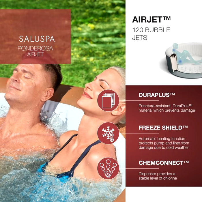 Airjet 2 to 4 Person Inflatable Hot Tub round Portable Outdoor Spa with 120 Soothing Jets with Cover, Orange