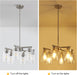 6-Light Modern Farmhouse Brushed Nickel Chandelier, Dining Room Light Fixture over Table Adjustable Height Hanging Industrial Pendant Lights Kitchen Island, Clear Glass Shade