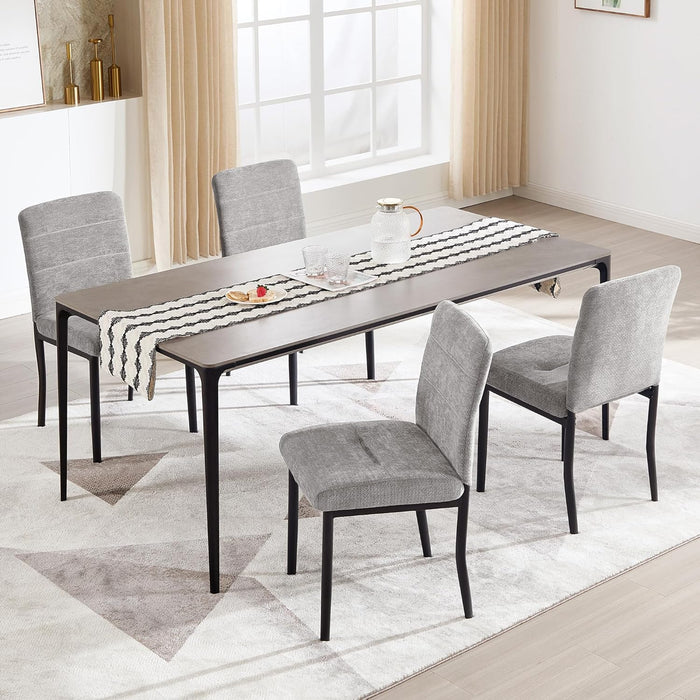 Dining Chairs Set of 4, Modern Upholstered Fabric Parsons Dining Room Chairs, Armless Kitchen Chairs with Metal Legs and Padded Seat for Living Room, Bedroom, Kitchen