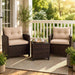 3PCS Wicker Patio Furniture Set with Cushions for Balcony and Porch