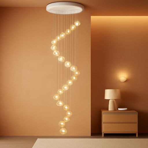 Crystal Ball Chandelier for High Ceiling Modern Glam Crystal Chandelier Lighting for Foyer Enterway Long Staircase 25 Light Silver