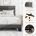 Full Platform Bed Frame with Upholstered Fabric Headboard, Mattress Foundation with Strong Wooden Slats Support, No Box Spring Needed, Grey