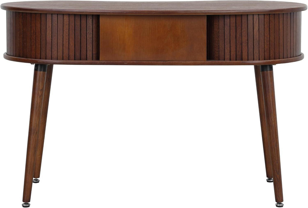 Ripple Desk Dark Walnut VerticalGroove Concealed Drawers