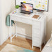 33" Small Computer Desk with 5 Fabric Drawers, White, 14.2" D