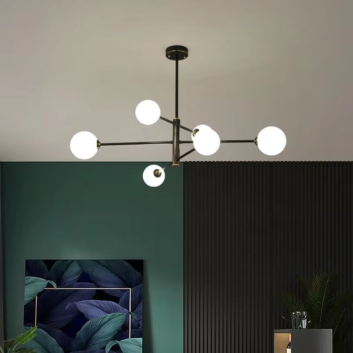 Modern Glass Ball Led Ceiling Chandelier Black Gold for Bedroom Living Dining Room Table Pendant Lamp Lusters Luminaire Lighting