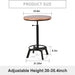 Vintage Bar Table 30-35.4Inch Height Adjustable Industrial Bistro Table Retro Dinning Table for Kitchen Coffee House Pub Swivel Wooden Top