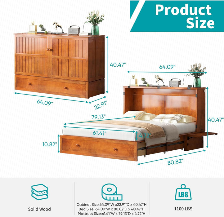 Queen Murphy Cabinetry Bed USB Charging ConsoleUnit