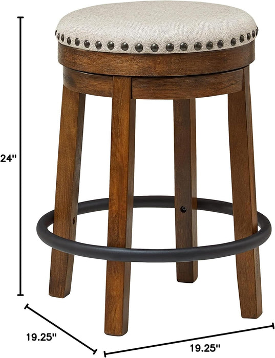 Valebeck 24" Counter Height Upholstered Swivel Stool, Brown & Black