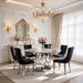 47.24" round Faux Marble Dining Table for 6 W/Stainless Steel Leg