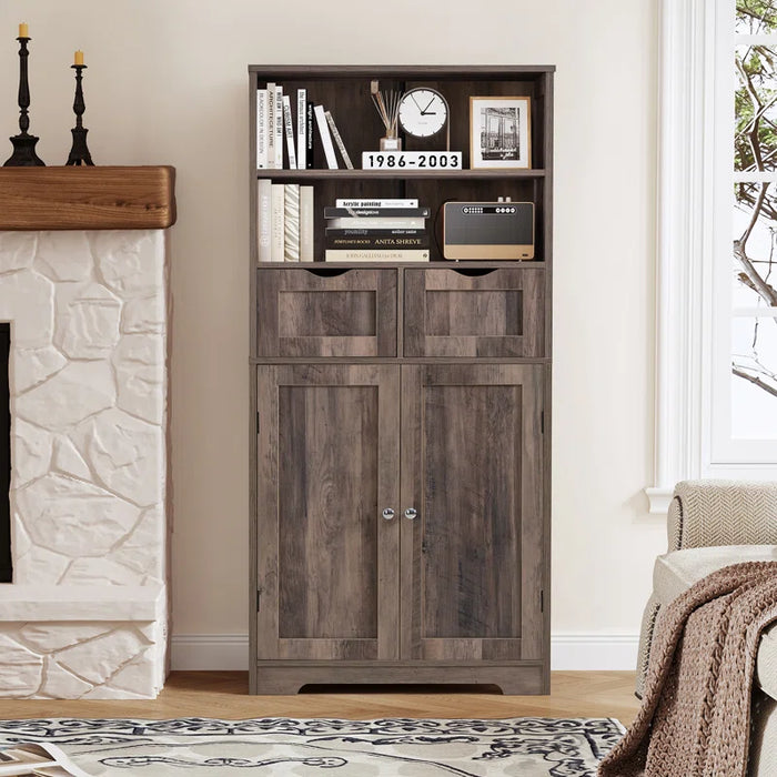 Bolten 49.4In Accent Rattan Cabinet,Storage Cabinet, Bathroom Storage Cabinet with 2 Drawer