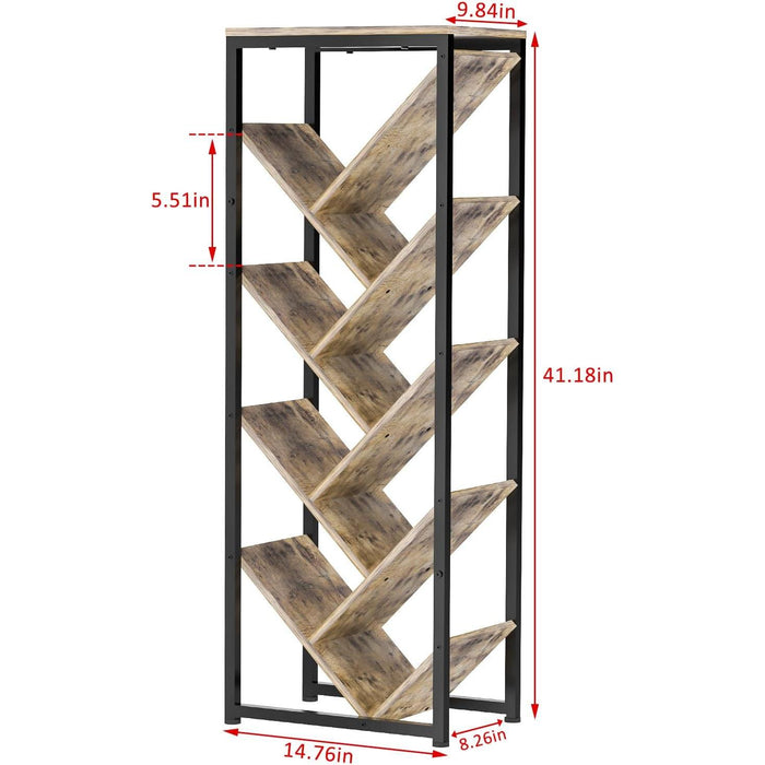 Tree Bookshelf - 9 Tier Floor Standing Tree Bookshelf for Hardcover Books, Small Bookshelf for Small Spaces Bookshelves Wooden Book Storage Organizer Shelves for Bedroom Living Room