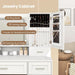 Vanity Desk with Mirror and Lights, Jewelry Storage Cabinet, Farmhouse White Makeup Vanity Desk with Charging Station, 3 Drawers, 3 Lighting Modes, Bedroom Vanity Dressing Table with Stool