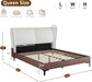 Queen Size Teddy Fleece Thick Fabric Upholstered Platform Bed,Cloud Bed Frame with Wingback Headboard,Bed Frame with Piping,Pu Upholstered Bed Frame,No Box Spring Needed, Easily Assembly,White