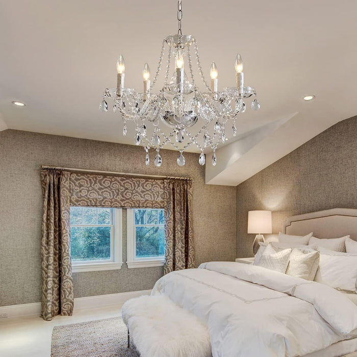 Farmhouse 5 Light K9 Crystal Chandelier PendantLightFixture