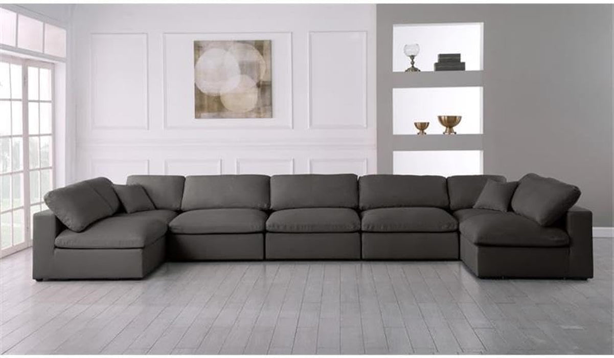 Contemporary Grey Velvet Standard Modular Sectional Sofa