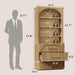 72" Tall Arched Storage Cabinet with Hutch, Bookcase with Open Shelves