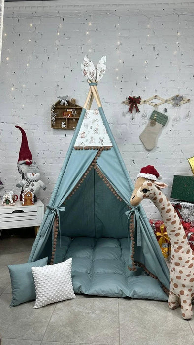 Teepee Tent Animal Montessori Tent Kids Playhouse Children'S Teepee Green Kids Room Decor Christmas Gift Children'S House Wigwam Kids Gift