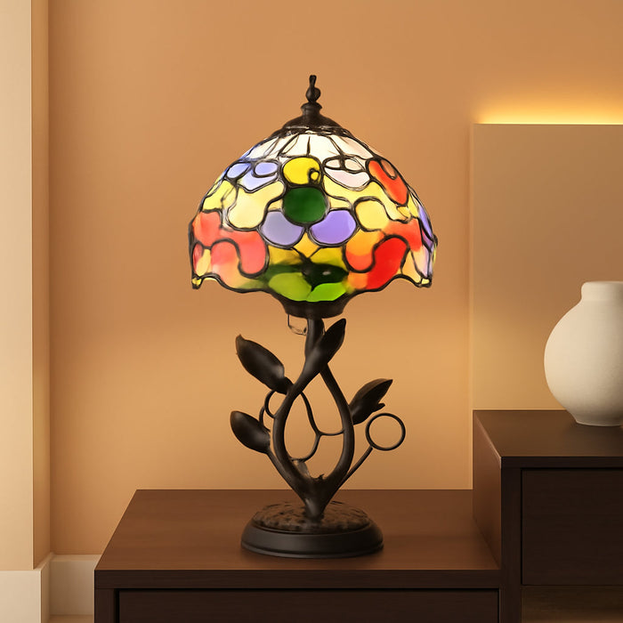 Tiffany Style Stained Glass Table Lamp Blue Hummingbird 18 Inch