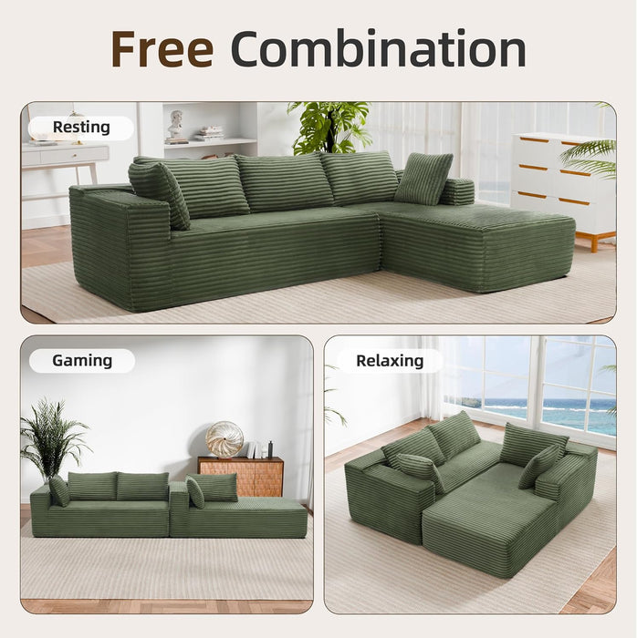 Green 106Inch Modular Sectional Sofa Luxurious Living