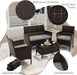 4 Piece Patio Furniture Set, Outdoor Rattan Conversation Set with Loveseat, Wicker Chairs, Tempered Glass Coffee Table, Wicker Patio Set for Backyard, Porch (Grey)