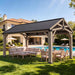12' X 16' Outdoor Wood Gazebo, Permanent Cedar Wooden Pavilion with Galvanized Steel Hardtop Gable Roof, Heavy Duty Patio Gazebo for Garden, Backyard, Deck, Lawn and Outdoor Living Space