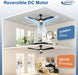 52 Inch Black Ceiling Fan With DimmableIntegratedLight