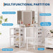 Corner Vanity Desk and Stool, Corner Makeup Vanity with LED Lighted Mirror Charging Station and Cabinet for Bedroom, White