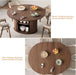Dining Table for 4-6, 63“Extendable round Dining Room Kitchen Table with 2-Tier Storage Shelf, Fluted Wood Table with Slide Door, Expandable Wood Oval Dinner Furniture with Pedestal Base (Walnut)