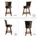 Swivel Bar Stools Set of 2, 24" Counter Height Swivel Barstools with Back & Faux Leather Upholstered Seat, Island Chairs with Solid Wood Legs & Footrest for Kitchen, Dining Room, Pub, Brown