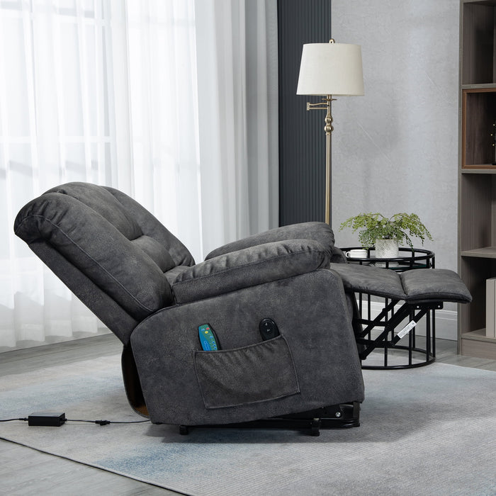 Power Lift Recliner Chair, Elderly Sofa with Heat Therapy and Massage Function, Heavy Duty Reclining Mechanism Electric Recliner with Side Pocket for Living Room Bedroom Home Theater, Grey