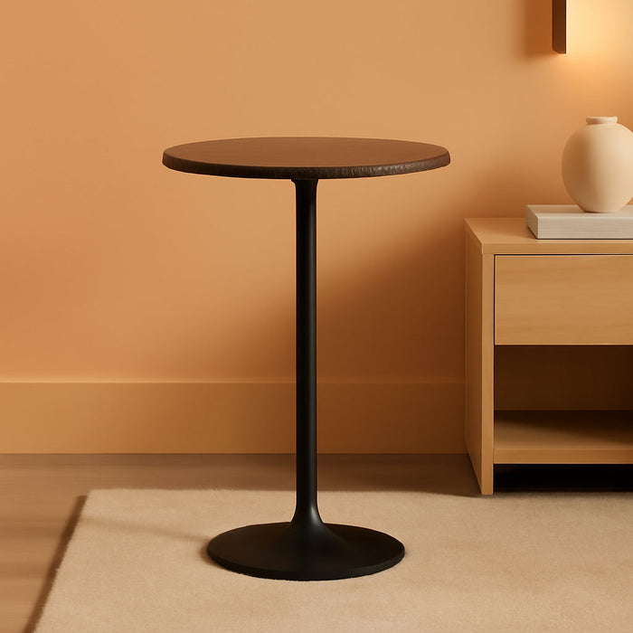 Faux Marble Top Black Base Pub Table