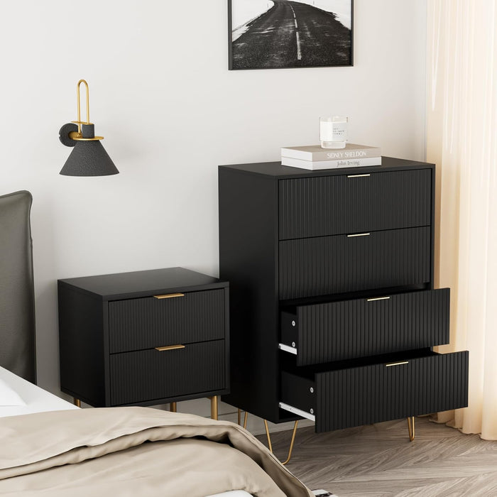 FourDrawer Dresser With IndustrialGrade Metal Legs Black