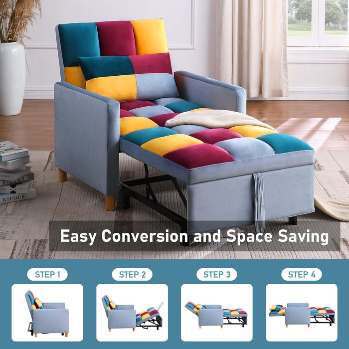 Convertible Sleeper Sofa Chair Rainbow 3In1 Compact