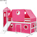 Pink CastleStyled Loft Bed With Slide PlayhouseTower