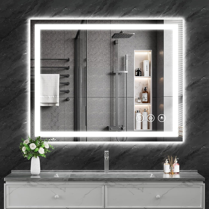 40X30 LED Bathroom Mirror, Shatterproof Mirror with Light