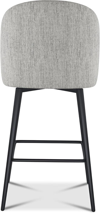 Counter Height Bar Stools Set of 3, 26 Inch Upholstered 360°Swivel Barstools with Back and Metal Legs, Linen Fabric Counter Stools for Kitchen Island, Dining Room, Pub, Light Grey