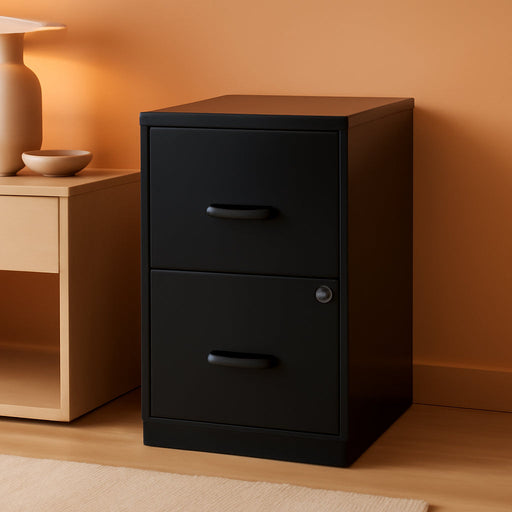 Metal 2 Drawer Letter File Cabinet in Black